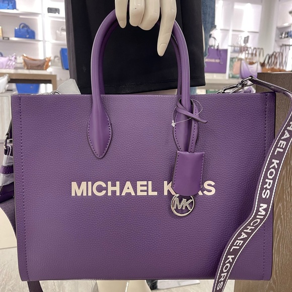 MICHAEL KORS Mirella Medium Pebbled Leather Tote Bag
Dark Purple 
NWT - Picture 6 of 16